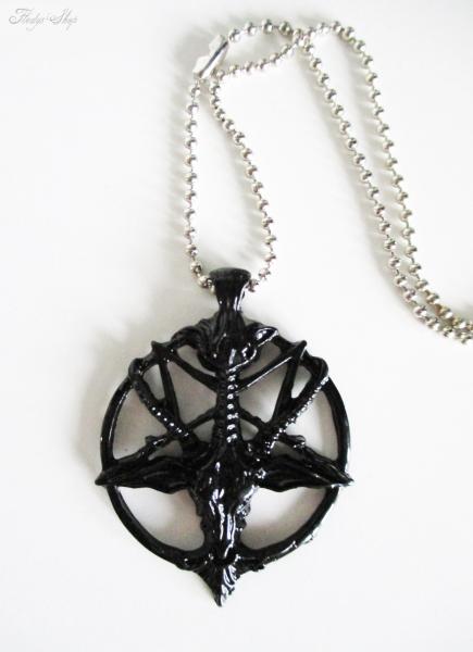 Kugelhalskette Pentagramm mit Ziegenkopf